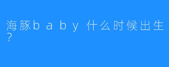 海豚baby什么时候出生？