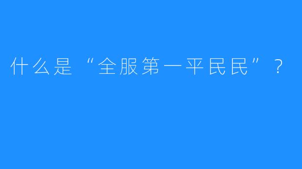 什么是“全服第一平民民”？