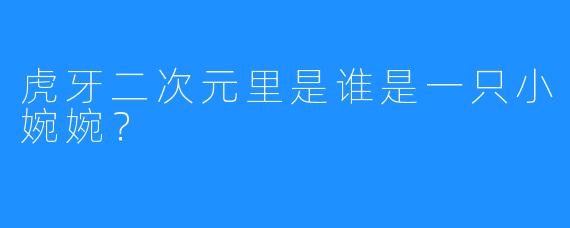 虎牙二次元里是谁是一只小婉婉？