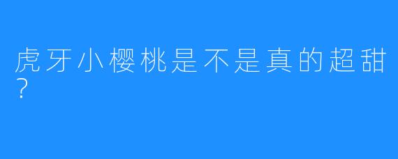 虎牙小樱桃是不是真的超甜？