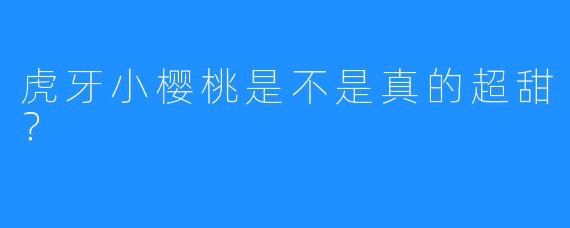 虎牙小樱桃是不是真的超甜？