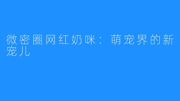 微密圈网红奶咪:萌宠界的新宠儿