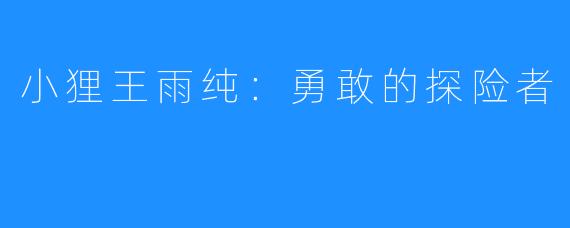 小狸王雨纯:勇敢的探险者