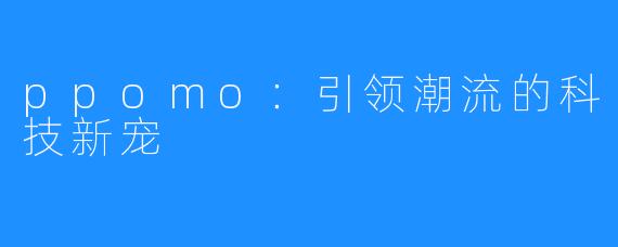 ppomo:引领潮流的科技新宠