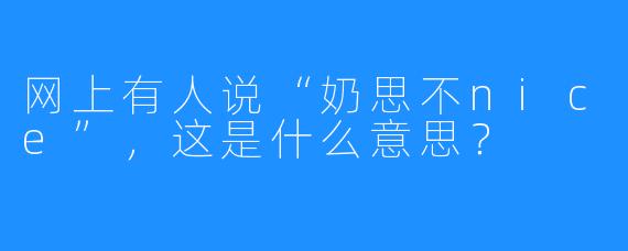 网上有人说“奶思不nice”，这是什么意思？