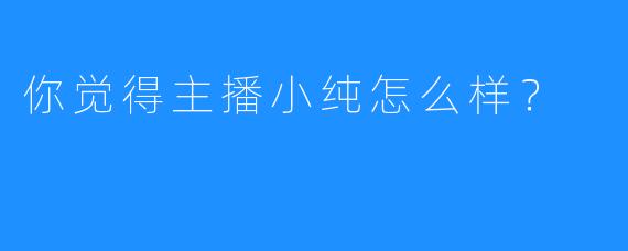 你觉得主播小纯怎么样？